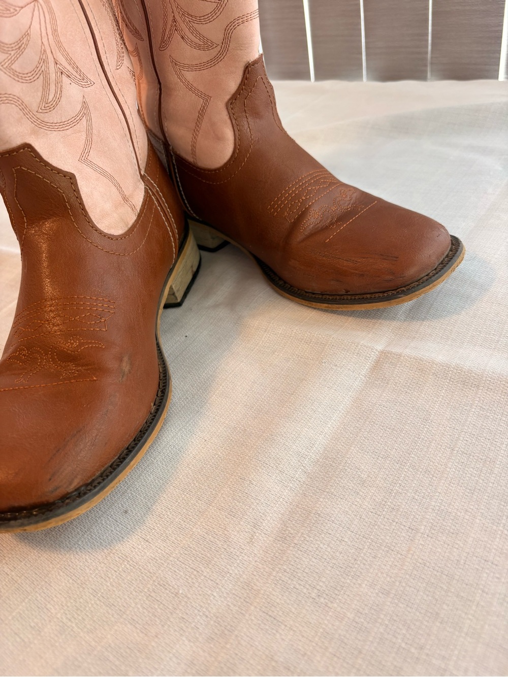 Rollda Kids Western Cowboy Boots Size 5 Brown & Pink Embroidered - Picture 4 of 7